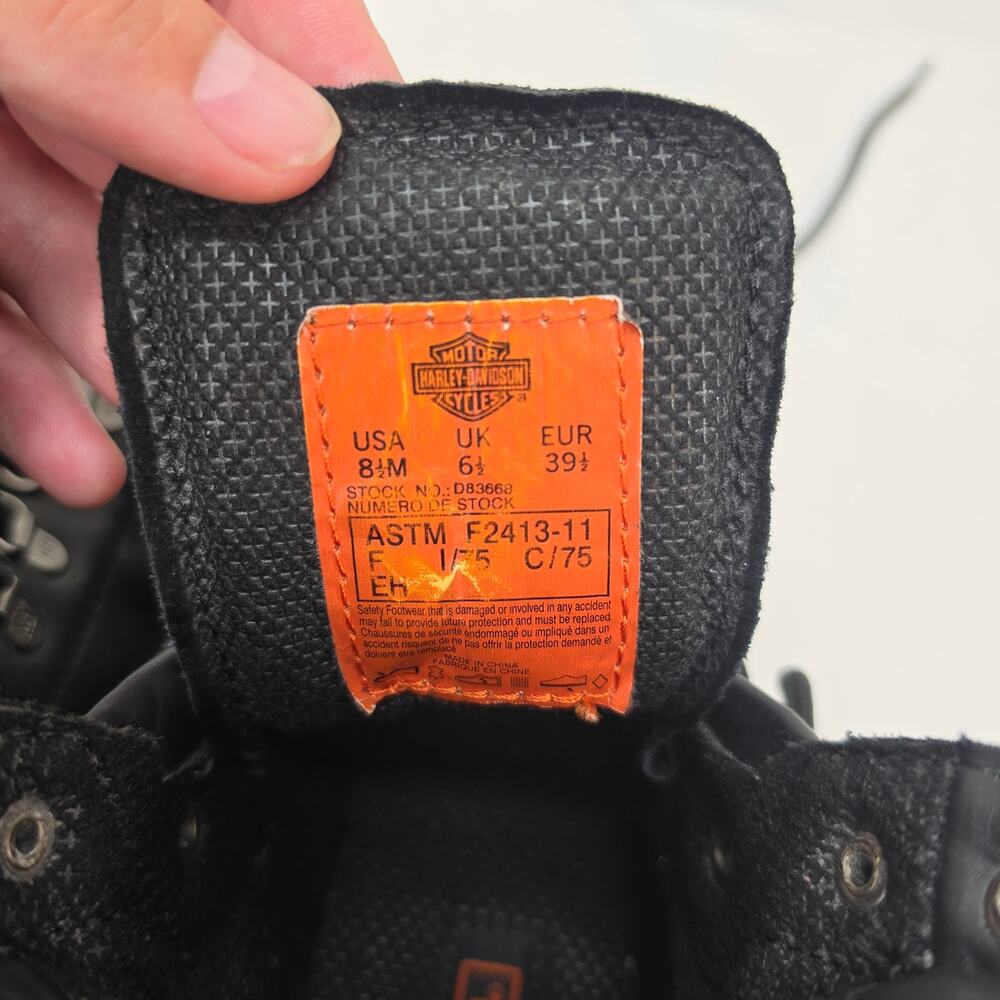 Harley Davidson Womens 8.5M D83668 Black Leather EH Safety Work Boots